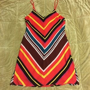 Chevron striped multi colored cocktail dress